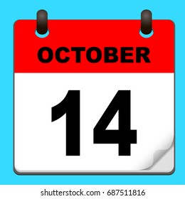 Calendar icon vector. calendar with date october 14