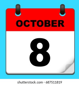 Calendar icon vector. calendar with date october 8