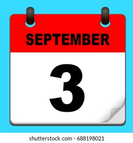 Calendar icon vector. calendar with date september 3