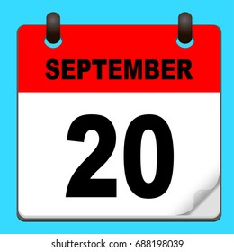 Calendar icon vector. calendar with date september 20