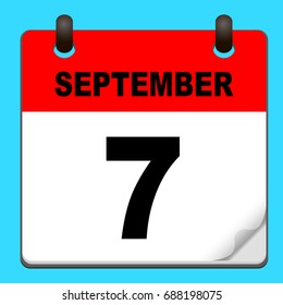 Calendar icon vector. calendar with date september 7