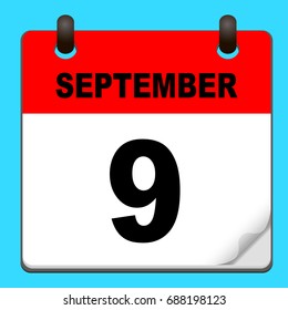 Calendar icon vector. calendar with date september 9