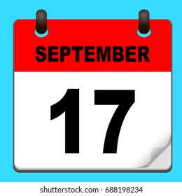 Calendar icon vector. calendar with date september 17