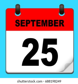 Calendar icon vector. calendar with date september 25