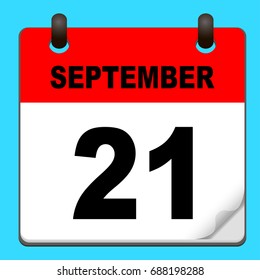 Calendar icon vector. calendar with date september 21