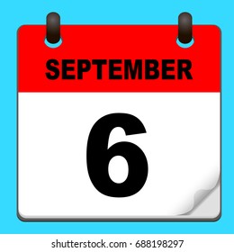 Calendar icon vector. calendar with date september 6