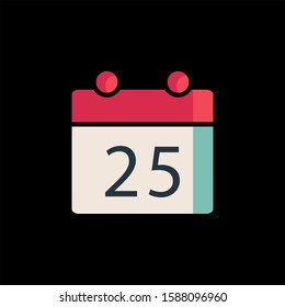Calendar icon vector design template, Christmas day