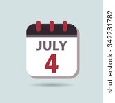 calendar Icon Vector emblem. Picture, JPG, EPS, AI. Element of design for decoration of office documents. Logo day of the week, month, year - 4th of July