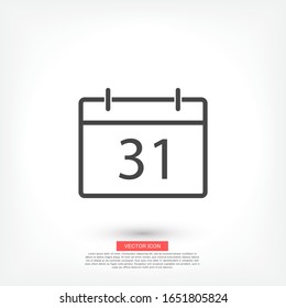 icono de calendario. Vector Eps 10 meses fecha 31 ilustración Diseño plano