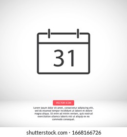 calendar icon. Vector Eps 10 month date 31 illustration Flat Design