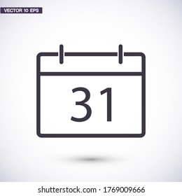 icono de calendario. Vector Eps 10 meses fecha 31 ilustración Diseño plano 