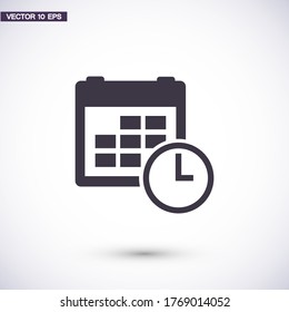 calendar icon. Vector Eps 10 month date illustration Flat Design clock