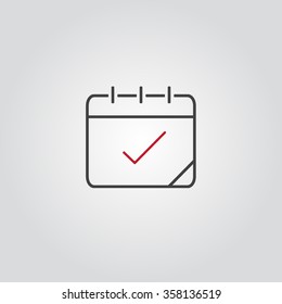 Calendar Icon, Vector Eps10 Illustration. Calendar Date.  Modern Icons For Your Work: Document, Presentation, Web And Mobile Applications, Infographic,cover, Poster, Report, Flyer, Banner. Check Mark