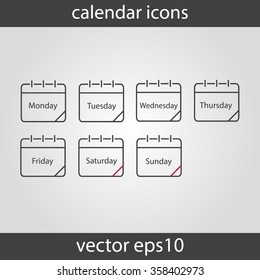 Calendar icon, vector eps10 illustration. Calendar Date. Modern icons for your work: document, presentation, web and mobile applications, infographic,cover, poster, report, flyer, banner. Day of  week