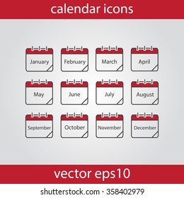 Calendar icon, vector eps10 illustration. Calendar Month.  Modern icons for your work: document, presentation, web and mobile applications, infographic,cover, poster, report, flyer, banner. 