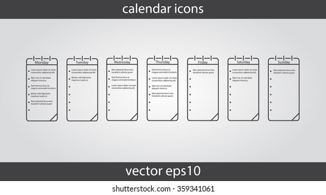 Calendar icon, vector eps10 illustration. Calendar Date. Day of  week icon. Vector calendar notebook, notepad, pad, scratchpad, tablet, sketchpad.