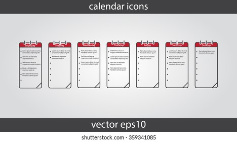 Calendar icon, vector eps10 illustration. Calendar Date. Day of  week icon. Vector calendar notebook, notepad, pad, scratchpad, tablet, sketchpad.
