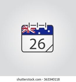 Calendar icon, vector eps10 illustration. Calendar Date.  Month January. Australia day  . Vectror eps10 illustrations. 26 January.