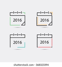 Calendar icon, vector eps10 illustration. Calendar Date. Modern icons for your work: document, presentation, web and mobile applications, infographic,cover, poster, report, flyer, banner. 2016 year. 