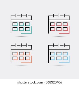 Calendar icon, vector eps10 illustration. Calendar Date. Modern icons for your work: document, presentation, web and mobile applications, infographic,cover, poster, report, flyer, banner.