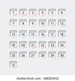 Calendar icon, vector eps10 illustration. Calendar Date. Modern icons for your work: document, presentation, web, infographic, cover, poster, report, flyer, banner. Days of month