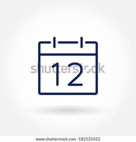 Calendar icon, vector eps10 illustration. Calendar Date. 12. Modern icons for mobile interface. Fine line pixel aligned mobile ui icons with variable line width. Vector illustration. 