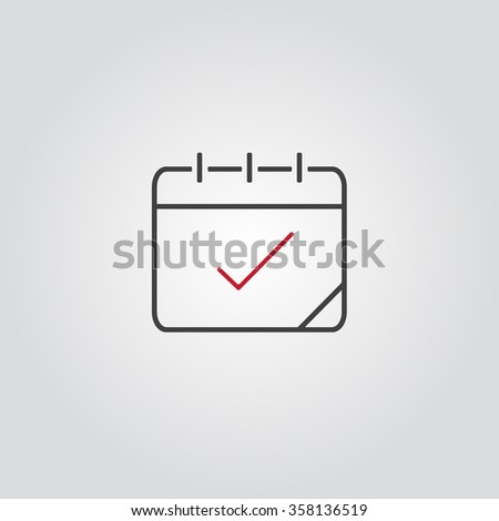 Calendar icon, vector eps10 illustration. Calendar Date.  Modern icons for your work: document, presentation, web and mobile applications, infographic,cover, poster, report, flyer, banner. Check mark