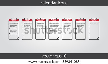 Calendar icon, vector eps10 illustration. Calendar Date. Day of  week icon. Vector calendar notebook, notepad, pad, scratchpad, tablet, sketchpad.