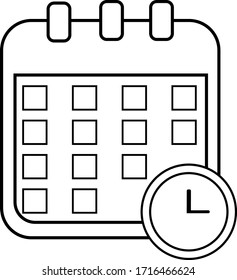 calendar icon vector, flat design best vector icon, isolate on white background. Clock icon page symbol for your web site design Clock icon logo, app, UI.