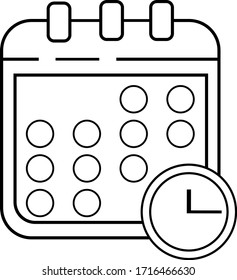 calendar icon vector, flat design best vector icon, isolate on white background. Clock icon page symbol for your web site design Clock icon logo, app, UI.