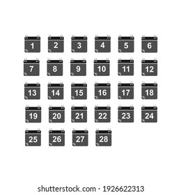 Vector de icono de calendario, mejor icono vector de diseño plano. Un mes, 28 días. Se pueden editar y cambiar los colores. 