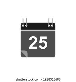 Calendar icon vector, flat design best vector icon. Date 25. Can be edited and changed colors. 