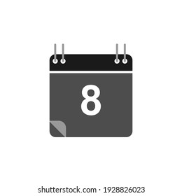 Calendar icon vector, flat design best vector icon. Date 8. Can be edited and changed colors. 