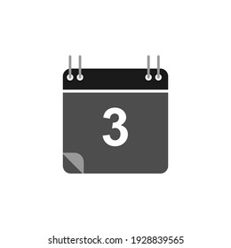 Calendar icon vector, flat design best vector icon. Date 3. Can be edited and changed colors. 