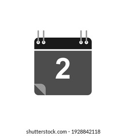 Vector de icono de calendario, mejor icono vector de diseño plano. Fecha 2. Se pueden editar y cambiar los colores. 