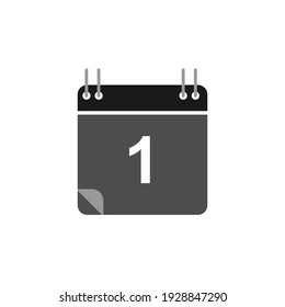 Calendar icon vector, flat design best vector icon. Date 1. Can be edited and changed colors. 