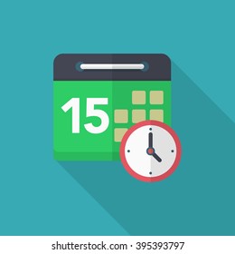 Calendar icon, Vector flat long shadow design. Shipping and logisticst concept.