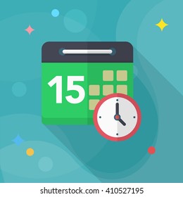Calendar icon, Vector flat long shadow design. Shipping and logisticst concept.