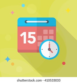 Calendar icon, Vector flat long shadow design. Shipping and logisticst concept.