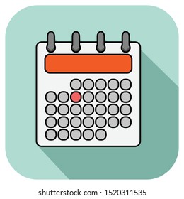 Calendar icon vector in flat style with black outline. Office and school icons for mobile and web-design. 