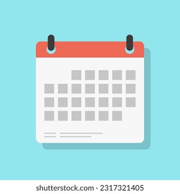 Calendar icon vector in flat style. Date symbol illustration