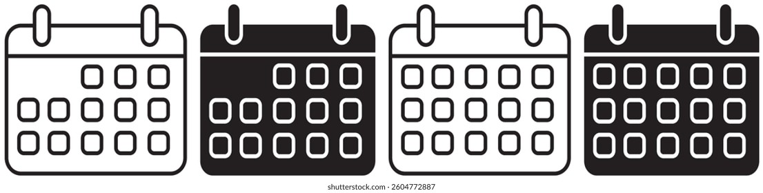 Calendar Icon Vector, High-Quality, Editable Scalable Design, Perfect for Websites, Apps, Print, Business, Office Event Planning. 
