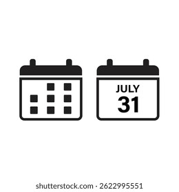 Icono de calendario Ilustración vectorial en blanco y negro.