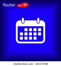 Calendar icon, vector illustration in blue