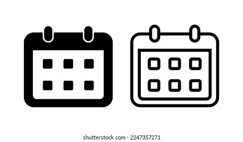Ilustración vectorial de icono de calendario. Signo y símbolo de calendario. Símbolo de icono de planificación