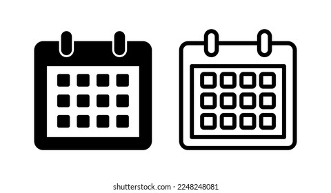 Ilustración vectorial de icono de calendario. Signo y símbolo de calendario. Símbolo de icono de planificación