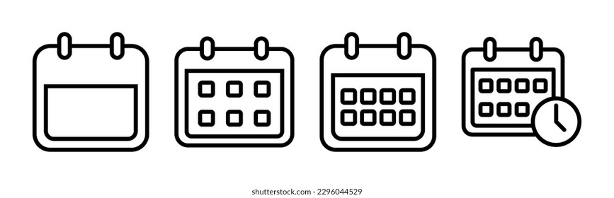 Ilustración vectorial de icono de calendario. Signo y símbolo de calendario. Símbolo de icono de planificación