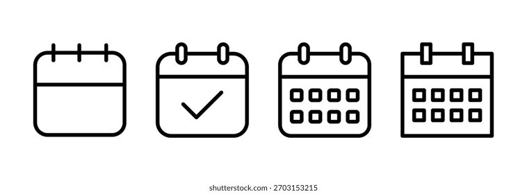 Ilustración vectorial de icono de calendario. Signo y símbolo del calendario. Símbolo de icono de programación