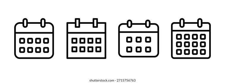 Ilustración vectorial de icono de calendario. Signo y símbolo del calendario. Símbolo de icono de programación