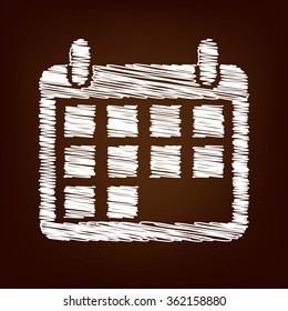 Calendar icon. Vector illustration with chalk effect